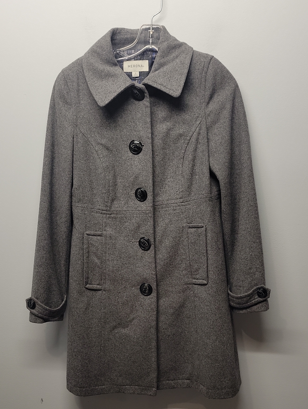 Merona gray wool long peacoat size small
